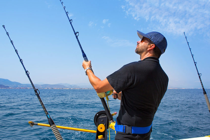 Fisherman in Trolling Boat