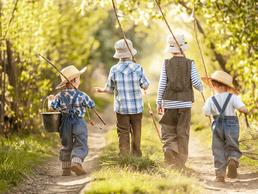 Four Boys With Fishing Rods